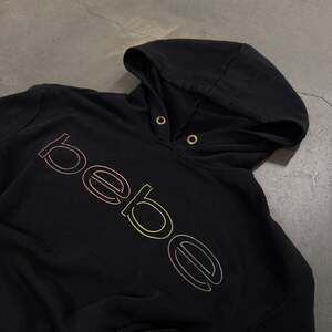 Vintage bebe Sport Black Hoodie Y2K Logo Pullover Streetwear